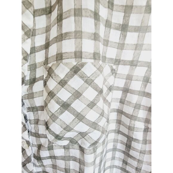 J. Jill XL Cotton Silk Blend Button Up Tie Front Sleeveless Top Green Sleeveless - Picture 4 of 7